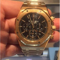 Orologio da uomo Ap cronografo in rovere reale in oro rosa, quadrante nero