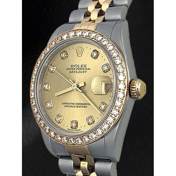 Orologio da uomo Rolex 68273 Datejust 31mm champagne con diamanti