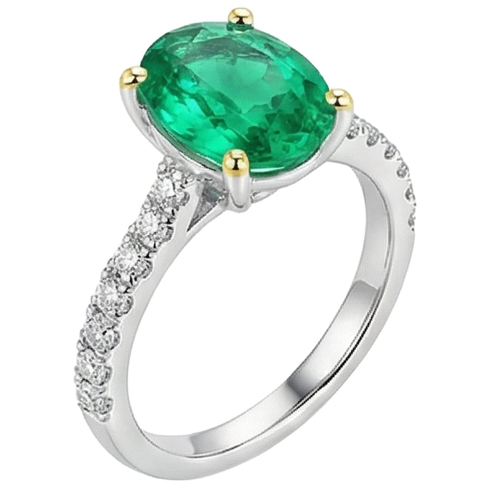 Smeraldo Fine Anello Pietra Colorata – vista angolare