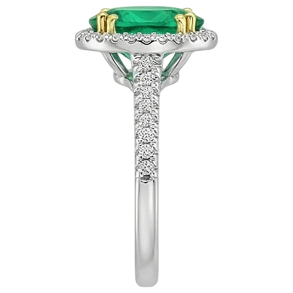 Anello con Gemma Oro Due Toni 14K con Smeraldo Fine – vista dall'alto