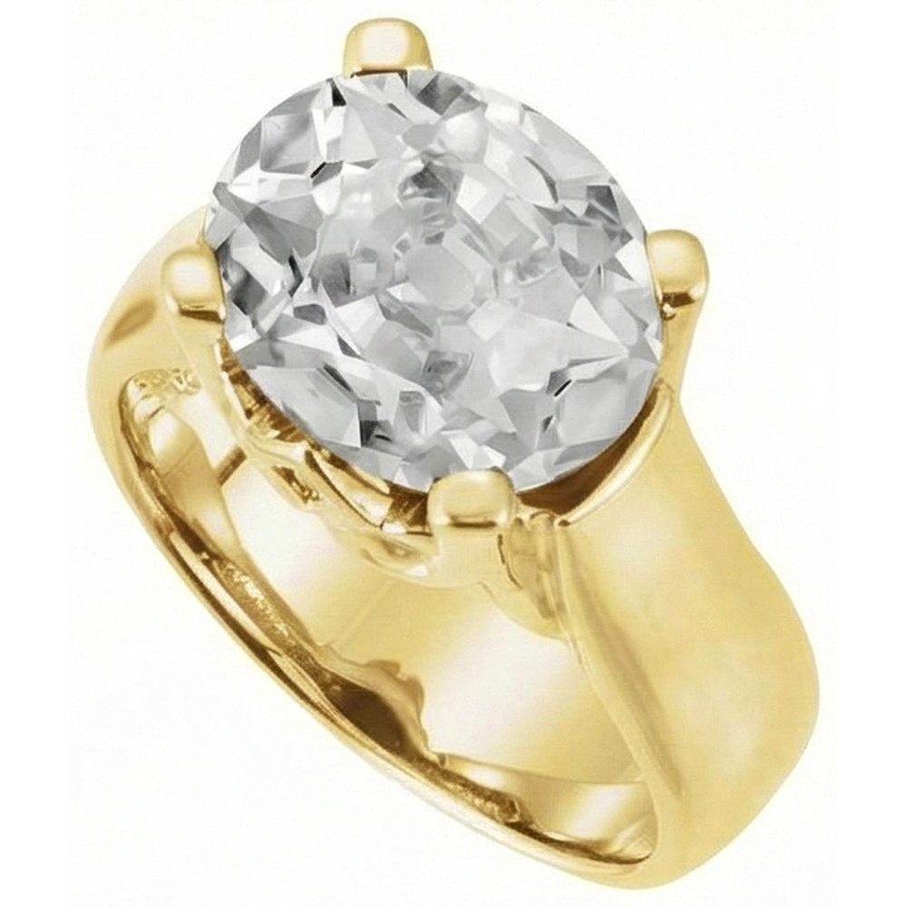 Diamante Cuscino Antico Solitario di Fidanzamento in Oro Giallo 14K – vista frontale