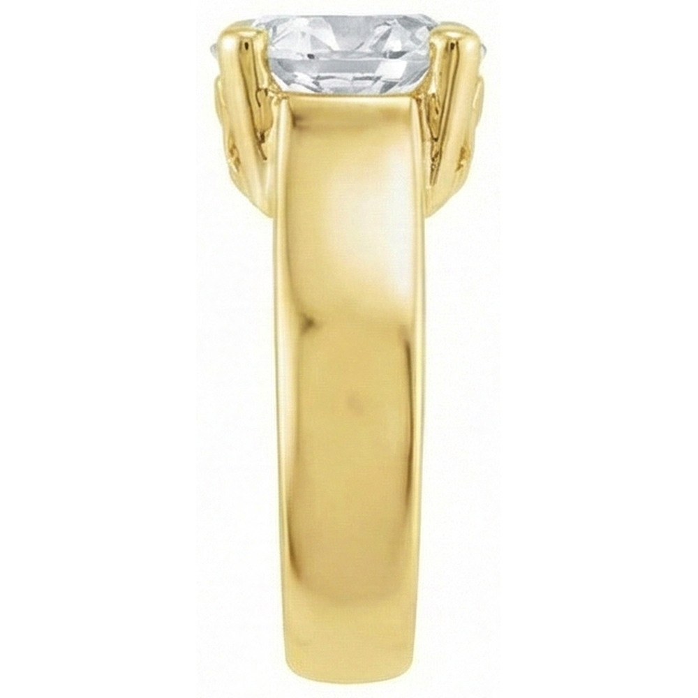 Cuscino Antico Diamante anello in Oro Giallo 14K – vista profilo