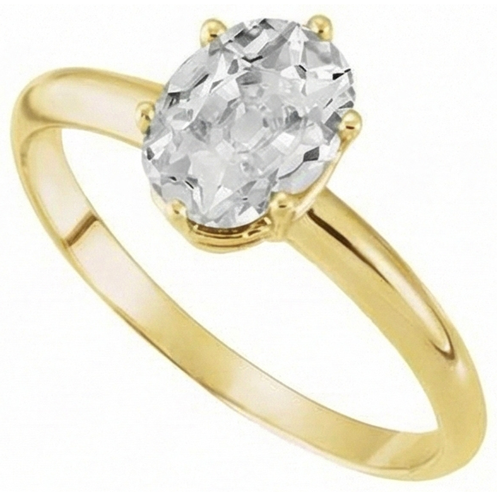 Diamante Solitario di Fidanzamento 4-carati Oro Giallo 14K – vista frontale