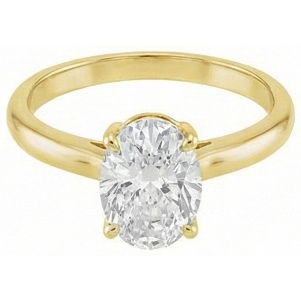 Diamante Solitario di Fidanzamento 4-carati Oro Giallo 14K – vista laterale