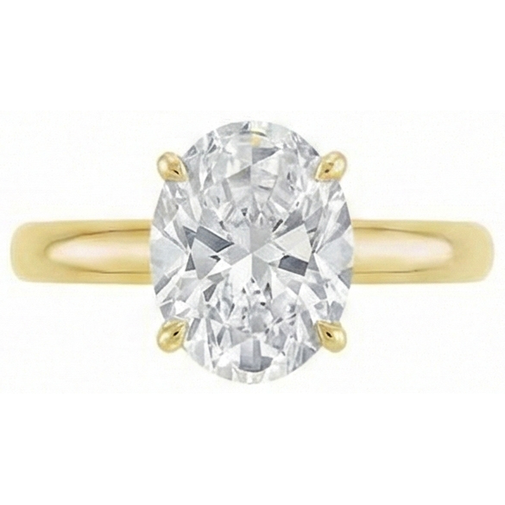 Diamante Solitario di Fidanzamento 4 carati Oro Giallo 14K – vista profilo