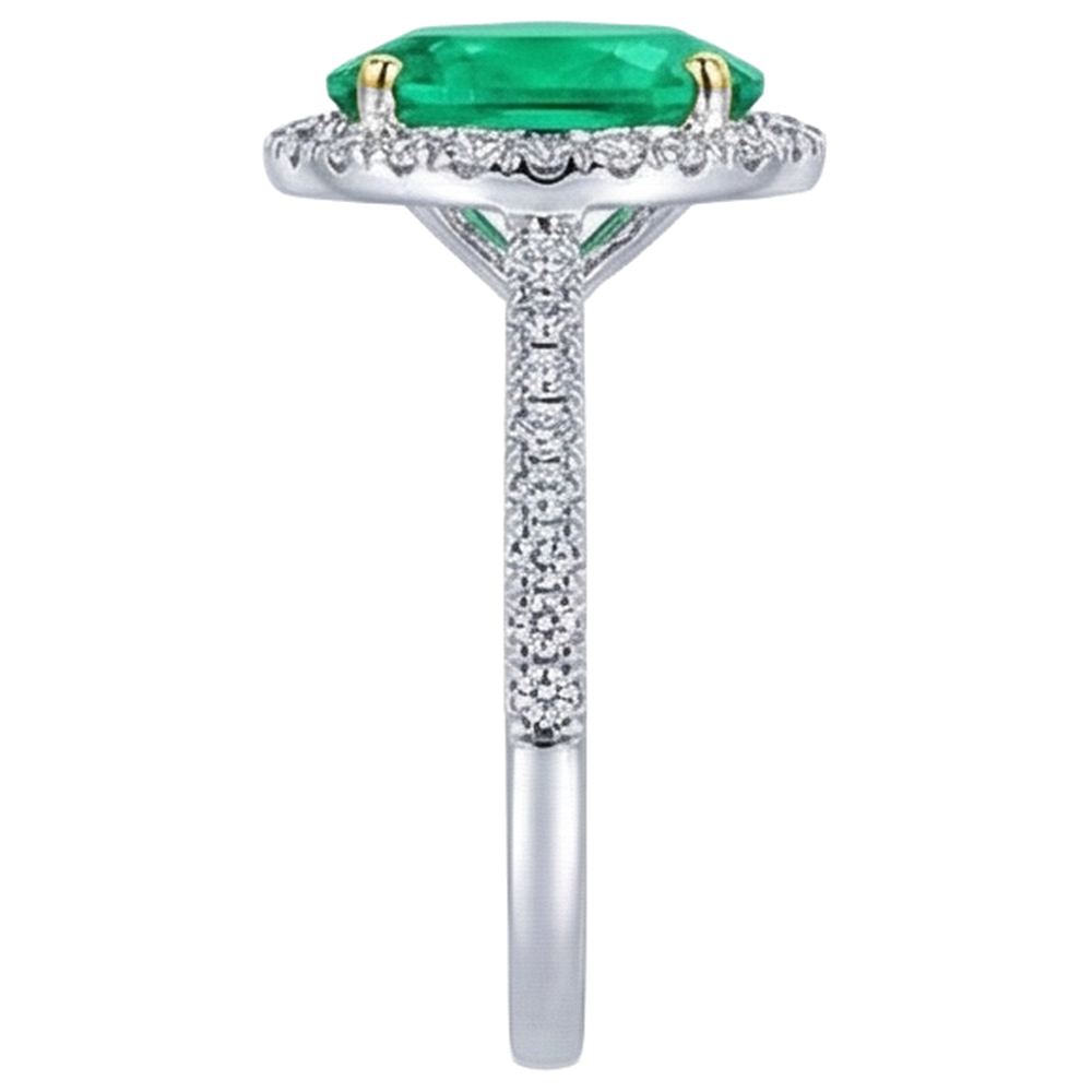 Smeraldo Fine Anello con Gemma 3,50 carati Oro Due Toni 14K – vista dall'alto