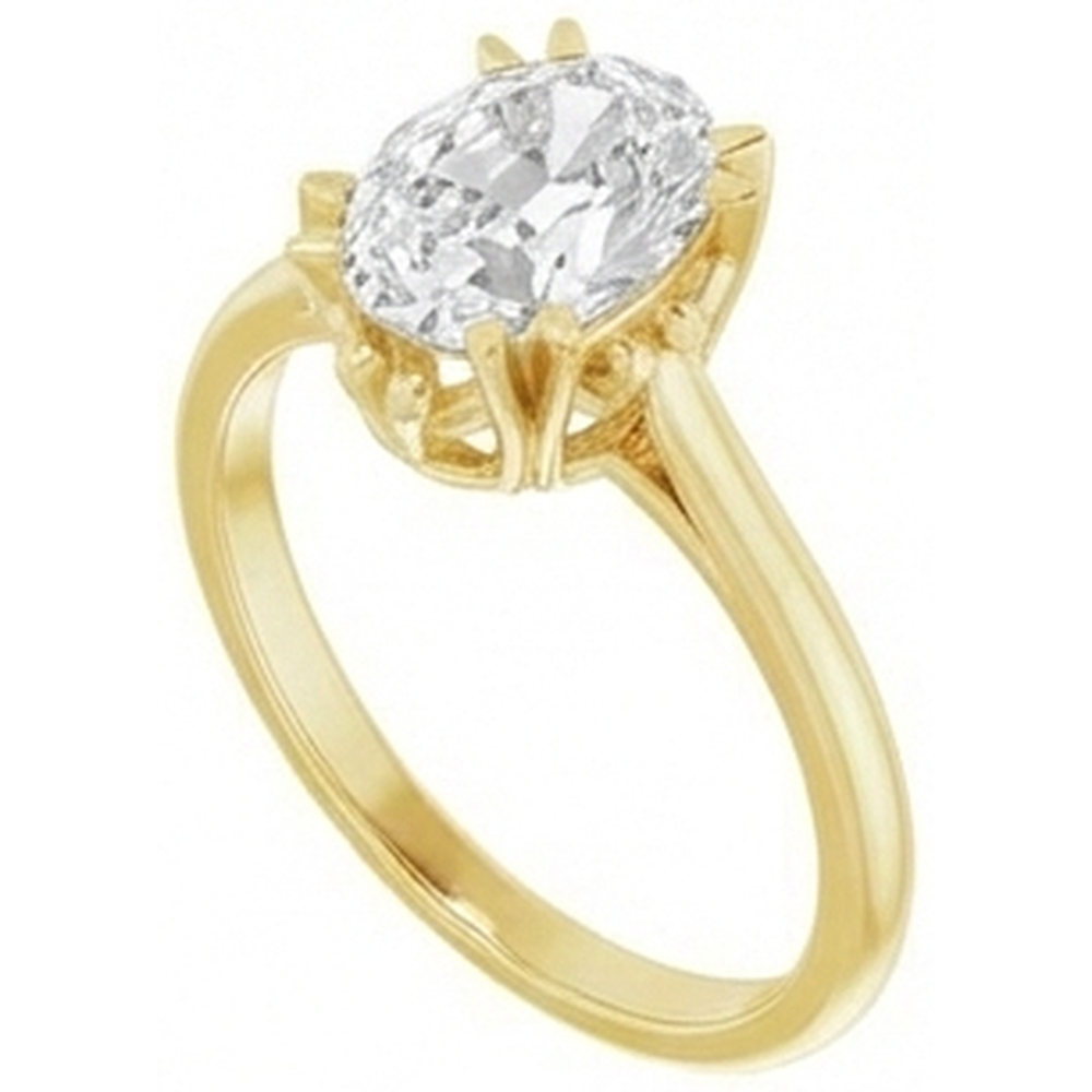 Anello Solitario Oro Giallo 14K con Brillante – vista laterale