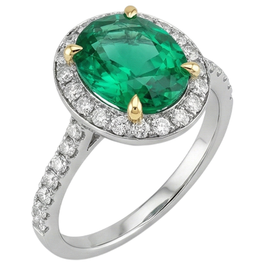 Smeraldo Colombiano Anello con Gemma 3,50 carati Oro Giallo 14K – vista frontale