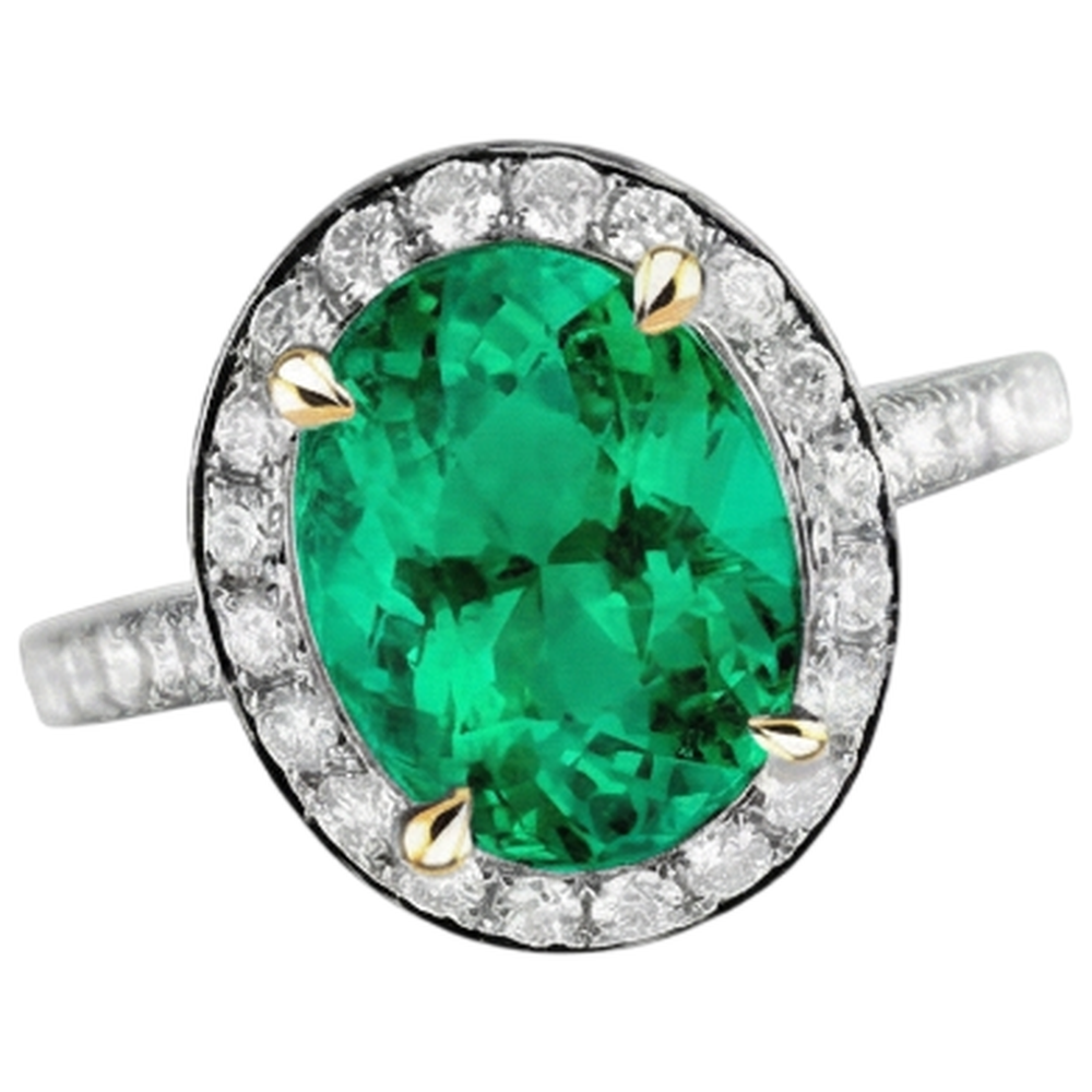 Anello con Gemma Oro Giallo 14K con Smeraldo Colombiano – vista laterale