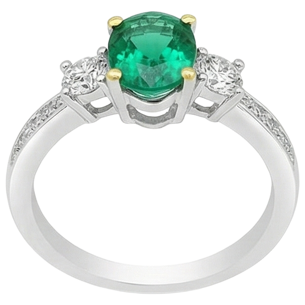 Anello con Gemma Oro Due Toni 14K con Smeraldo – vista profilo