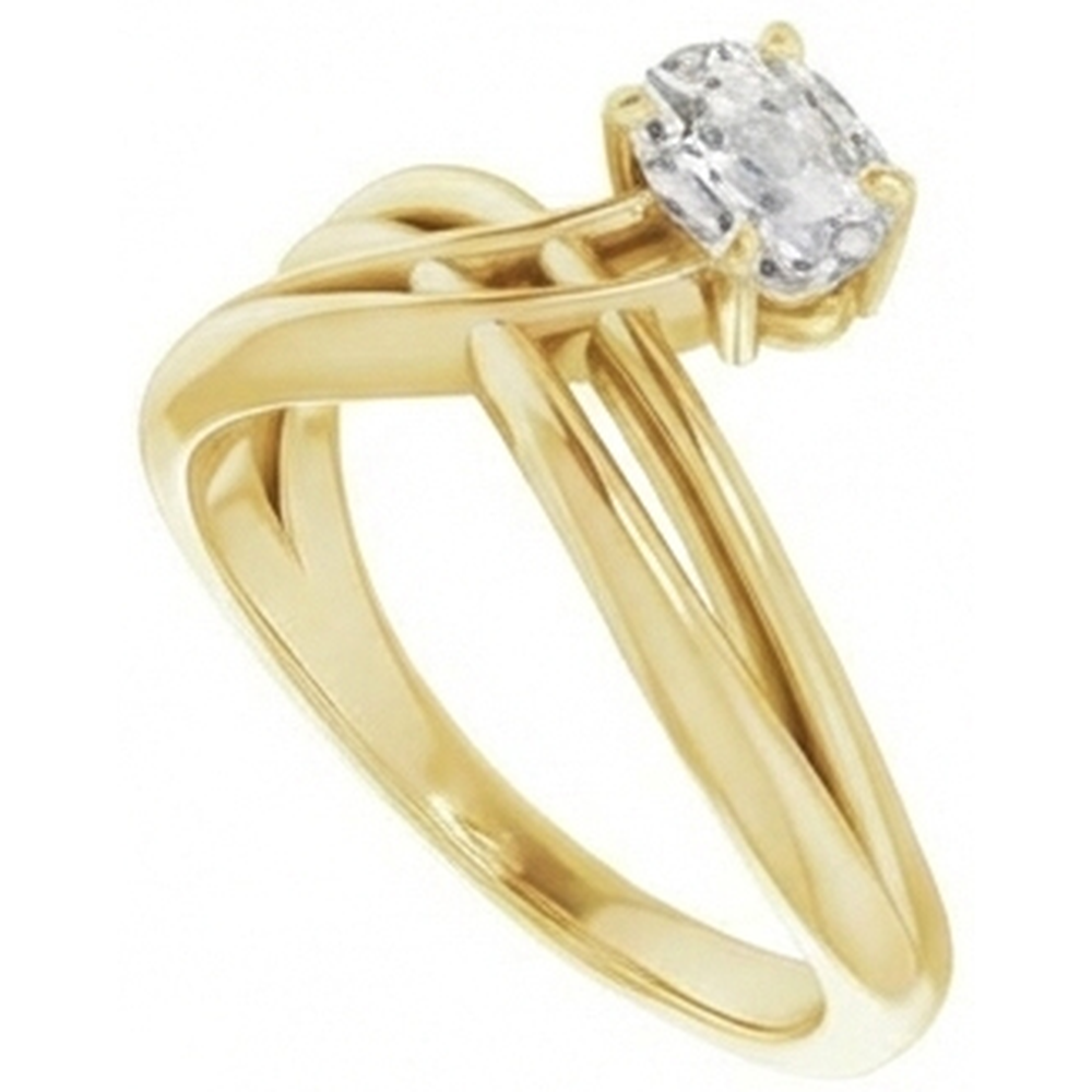 Solitario di Fidanzamento Oro Giallo 14K con Diamante – vista frontale