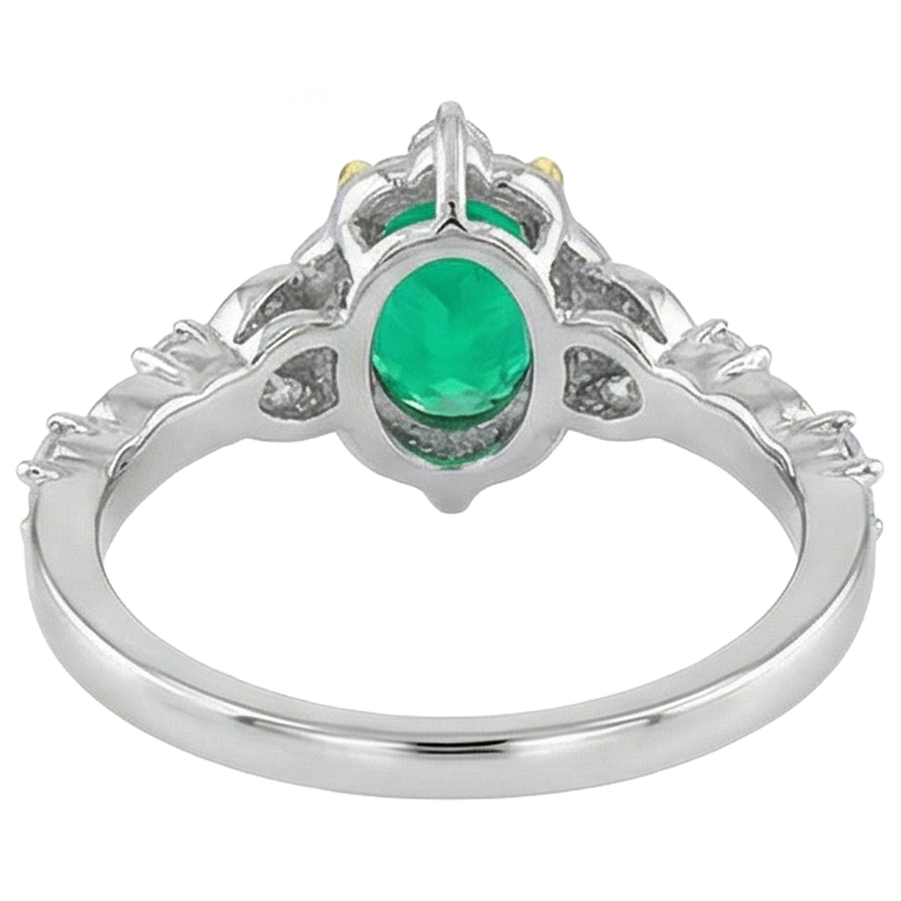Anello con Gemma Oro Bicolore 14K con Smeraldo Fine – vista posteriore