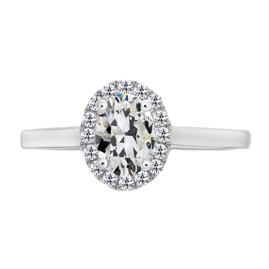 Anello di Fidanzamento Halo Oro Bianco 14K con Brillante – vista principale