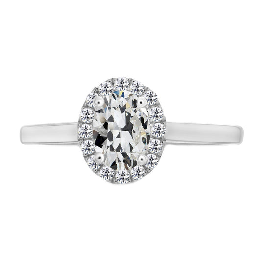 Anello di Fidanzamento Halo Oro Bianco 14K con Brillante – vista principale