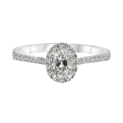 Diamante Fine Anello di Fidanzamento Halo – Oro 14 Carati Bianco