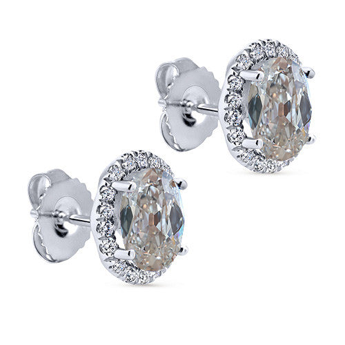 Diamante Fine Taglio Old Mine Orecchini in Oro 14 Carati Bianco – vista principale