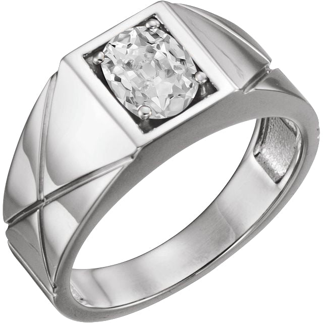 Taglio Old Mine Diamante anello in Oro Bianco 14K – vista principale
