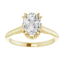 Brillante Cuscino Antico Anello Solitario 4 carati in Oro Giallo