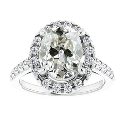 Fine Taglio Old Mine Diamante Fine Anello Halo – 4 carati Oro