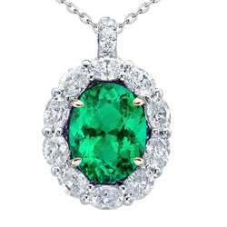 Sofisticato Collana Pendente con Smeraldo Fine Certificato GIA