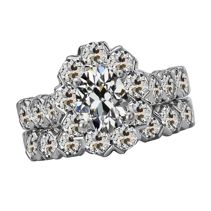 Diamante Anello di Fidanzamento Halo 3 carati Oro Bianco 14K – vista principale