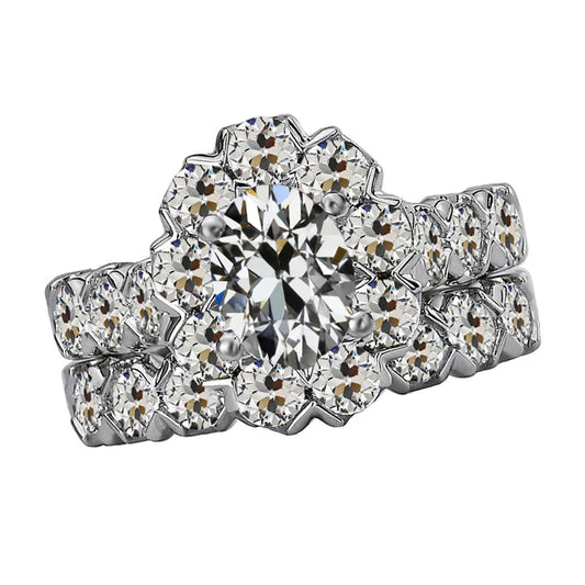 Diamante Anello di Fidanzamento Halo 3 carati Oro Bianco 14K – vista principale