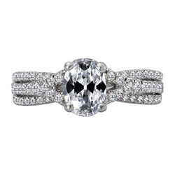 Fatto a mano Gambo Diviso Brillante Anello Solitario con Accenti