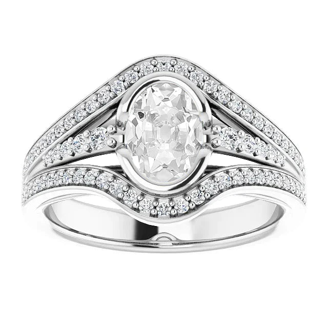 Anello di Fidanzamento Halo Oro 14 Carati Bianco con Brillante – vista principale