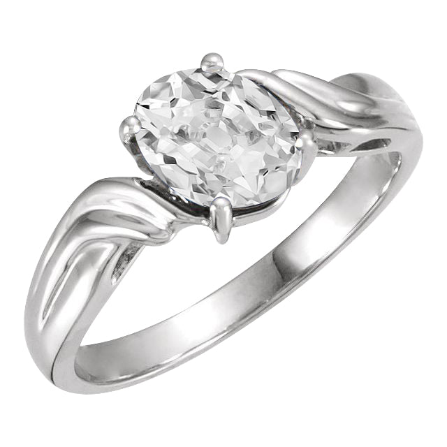 Taglio Old Mine Diamante anello in Oro Bianco 14K – vista principale