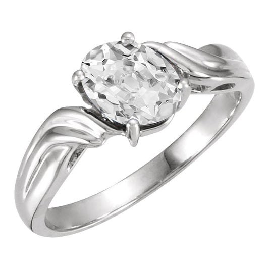 Taglio Old Mine Diamante anello in Oro Bianco 14K – vista principale