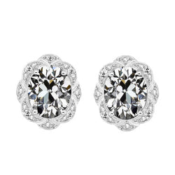 Oro 14 Carati Bianco Diamante Fine Orecchini Pendenti