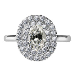 Taglio Old Mine Diamante Fine Anello Halo in Oro Bianco 14K – 3