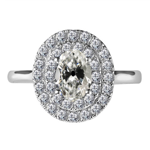 Taglio Old Mine Diamante Fine anello in Oro Bianco 14K – vista principale