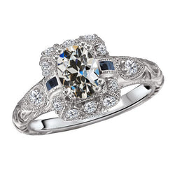 Cuscino Antico Brillante Anello Halo – 3 carati in Oro Bianco 14K