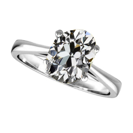 Brillante Cuscino Antico Anello Solitario in Oro Bianco 14K – vista principale