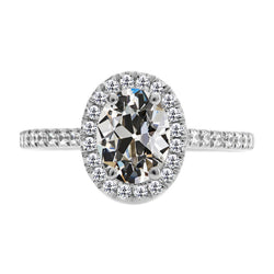 Brillante Cuscino Antico Anello Halo 3,50 carati in Oro Bianco