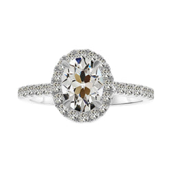Brillante Cuscino Antico Anello con Pavé Halo – 3 carati in Oro