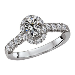 Cuscino Antico Brillante Anello Halo 1,50 carati – Oro Bianco 14K