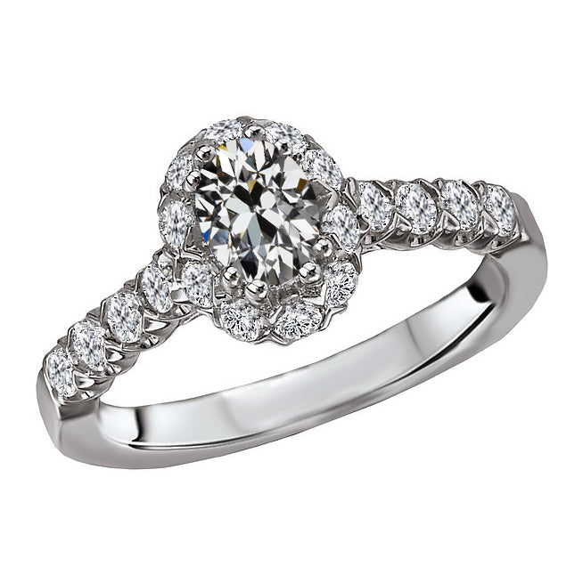 Cuscino Antico Brillante anello in Oro Bianco 14K – vista principale