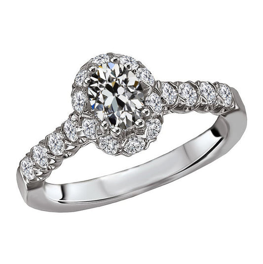Cuscino Antico Brillante anello in Oro Bianco 14K – vista principale