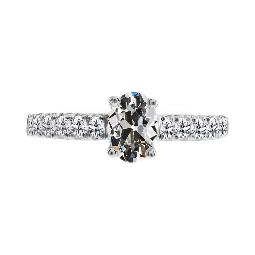 Anello Solitario con Accenti Oro Bianco 14K con Diamante – vista principale