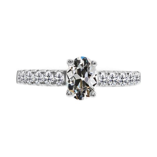 Anello Solitario con Accenti Oro Bianco 14K con Diamante – vista principale