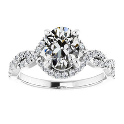 Artigianale Cuscino Antico Diamante Fine Anello Solitario con