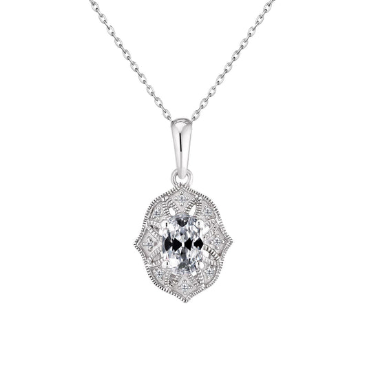 Pendente a Goccia Oro Bianco 14K con Diamante Fine – vista principale