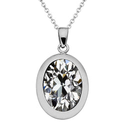 Oro Bianco 14K Cuscino Antico Diamante Pendente a Goccia 4,50