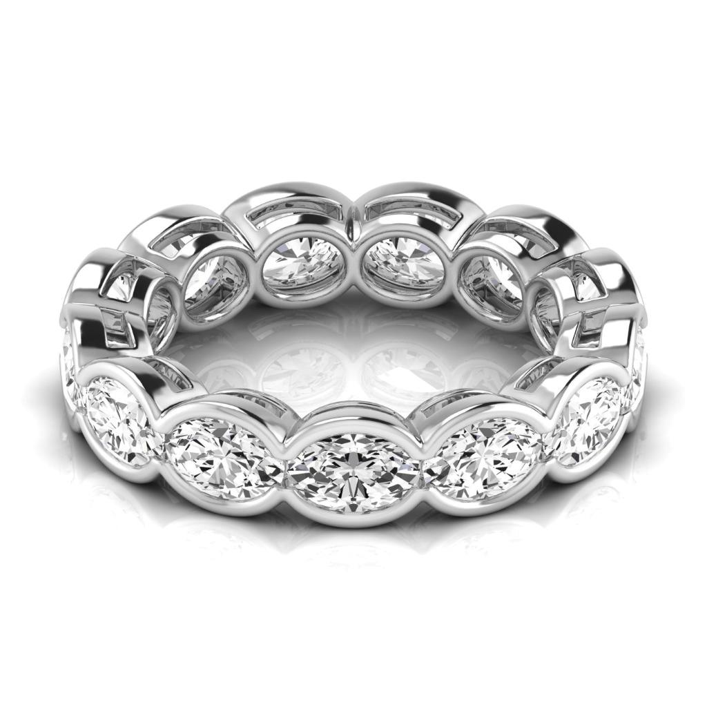 Diamante Fine Taglio Ovale Eternity Band in Oro Bianco 14K – vista frontale