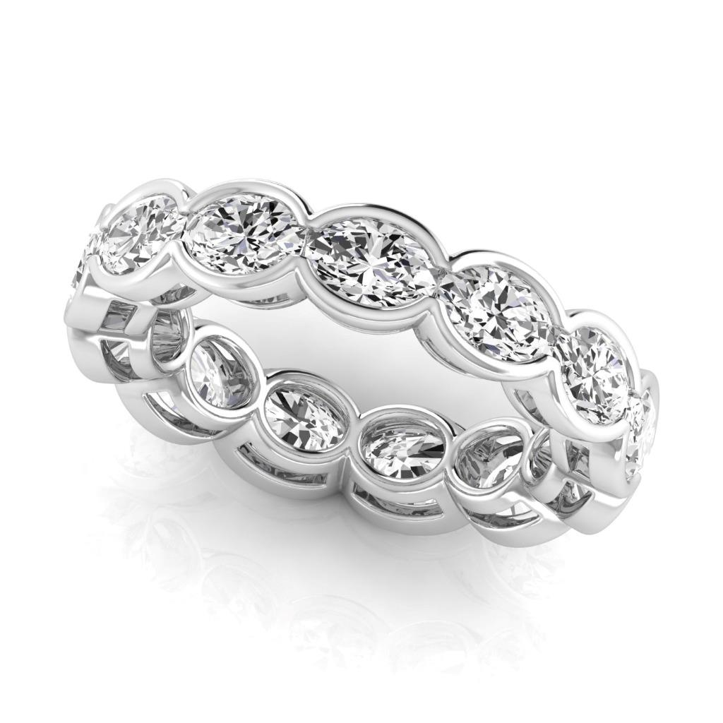 Diamante Fine Taglio Ovale Eternity Band in Oro Bianco 14K – vista laterale