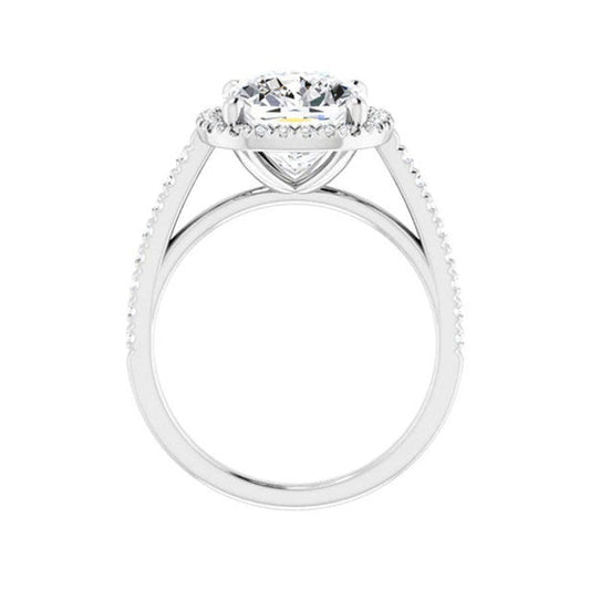Taglio Old Mine Brillante anello in Oro Bianco 14K – vista frontale