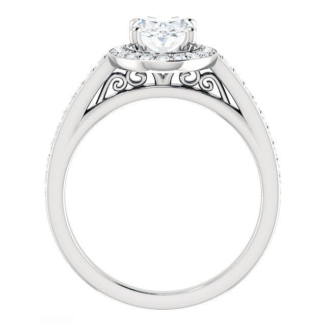 Radioso Diamante Fine Anello Solitario con Accenti 5,50 carati – vista angolare