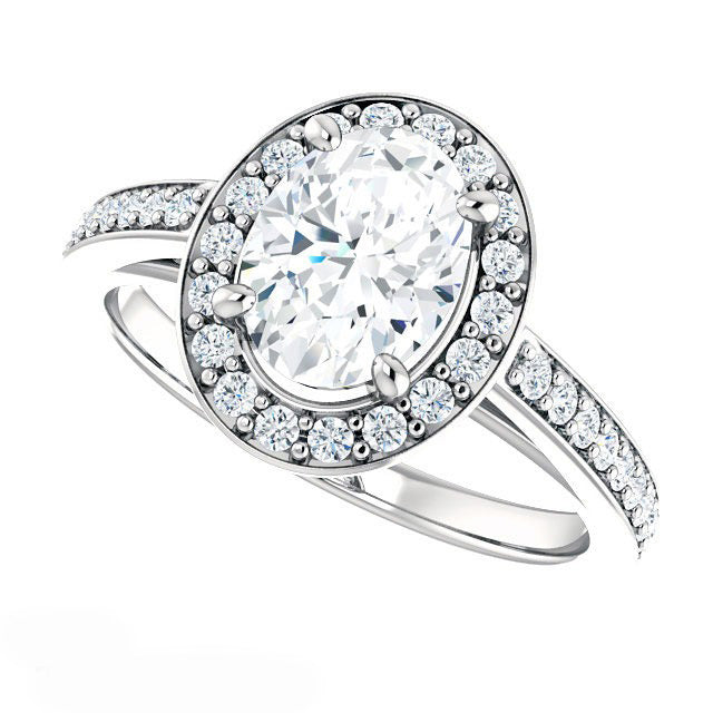 Diamante Fine Anello Solitario con Accenti 5,50-carati Oro Bianco 14K – vista frontale